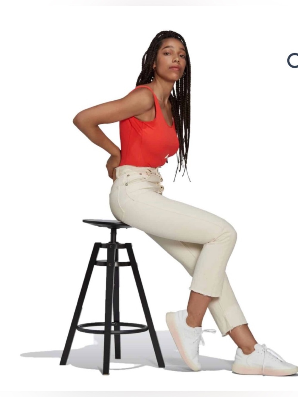 Adidas Ribbed Bodysuit in Poppy Red